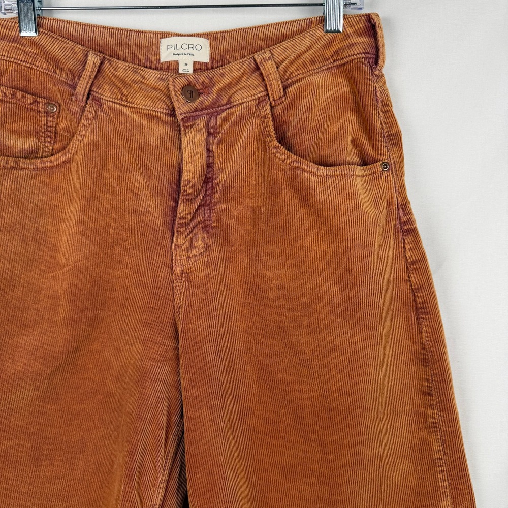 Anthropologie Pilcro Kenna Heritage Corduroy Barrel Jeans 29 Rust Boho Western - Picture 3 of 9